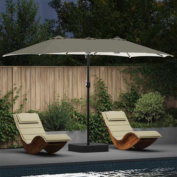 Grote foto vidaxl tuinparasol zand 385 x 209 x 244 cm stof tuin en terras overige tuin en terras