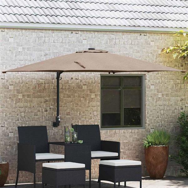 Grote foto vidaxl tuinparasol taupe 248.5 x 247.5 x 160 cm stof tuin en terras overige tuin en terras