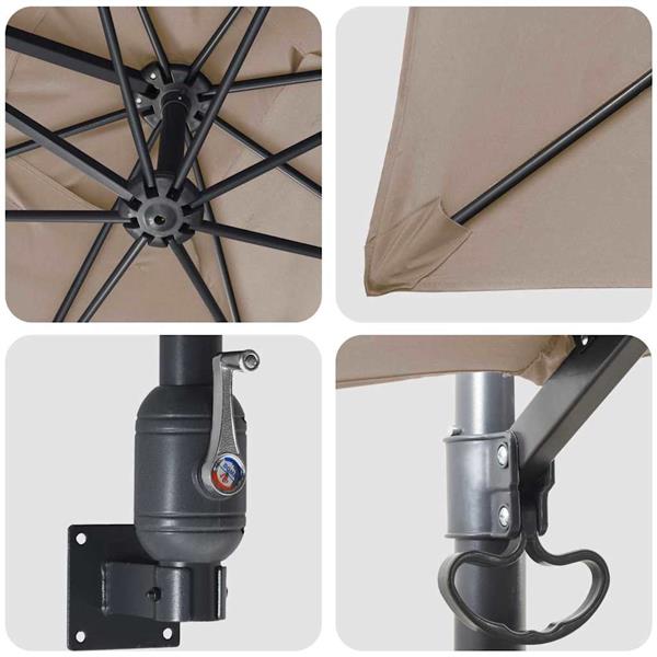 Grote foto vidaxl tuinparasol taupe 248.5 x 247.5 x 160 cm stof tuin en terras overige tuin en terras