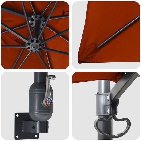 Grote foto vidaxl tuinparasol rood en zwart 248.5 x 247.5 x 160 cm tuin en terras overige tuin en terras