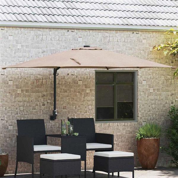 Grote foto vidaxl tuinparasol taupe en zwart 248.5 x 247.5 x 160 cm tuin en terras overige tuin en terras
