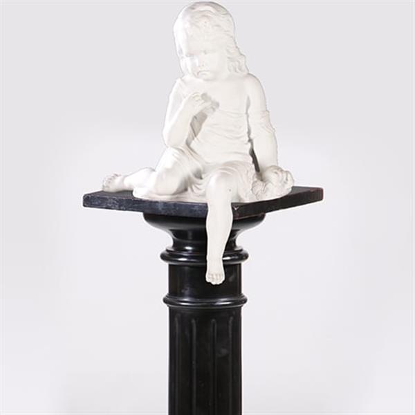Grote foto zwart gepolitoerde zuil met cannelures ca 1875 hollands no.322115 antiek en kunst stoelen en banken