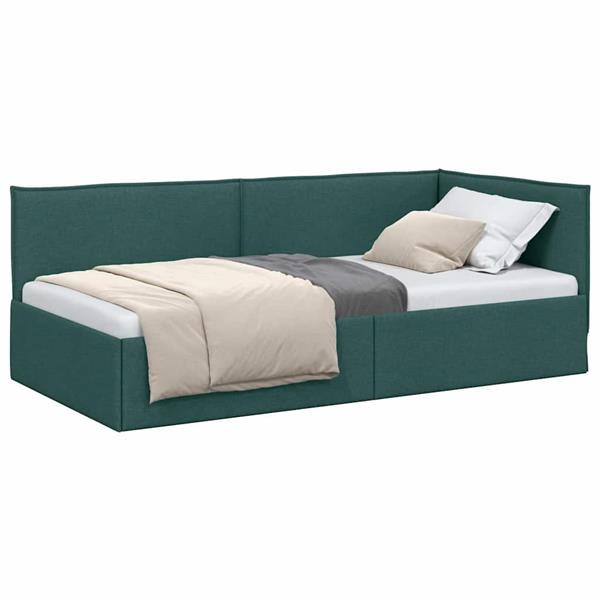 Grote foto vidaxl hoekbedframe met hoofdeinde donkergroen 100 cm x 200 cm fluweel antiek en kunst stoelen en banken