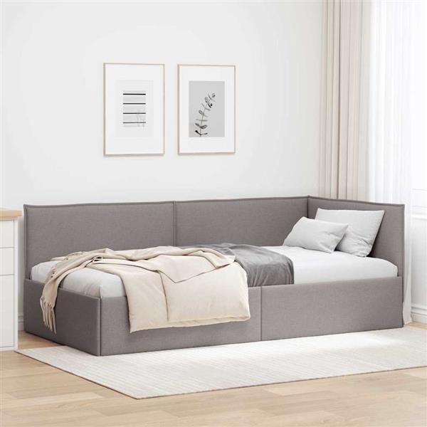 Grote foto vidaxl hoekbedframe met hoofdeinde taupe 100 cm x 200 cm fluweel antiek en kunst stoelen en banken