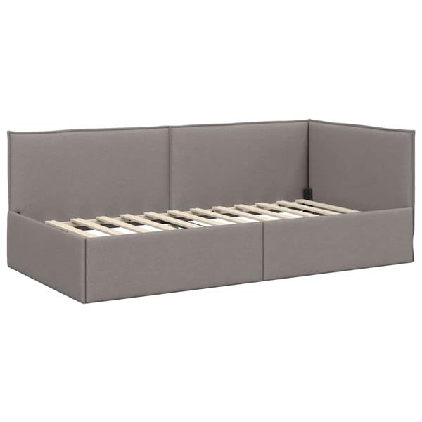 Grote foto vidaxl hoekbedframe met hoofdeinde taupe 100 cm x 200 cm fluweel antiek en kunst stoelen en banken