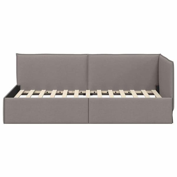 Grote foto vidaxl hoekbedframe met hoofdeinde taupe 100 cm x 200 cm fluweel antiek en kunst stoelen en banken