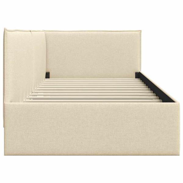 Grote foto vidaxl hoekbedframe met hoofdeinde cr me 100 cm x 200 cm fluweel antiek en kunst stoelen en banken