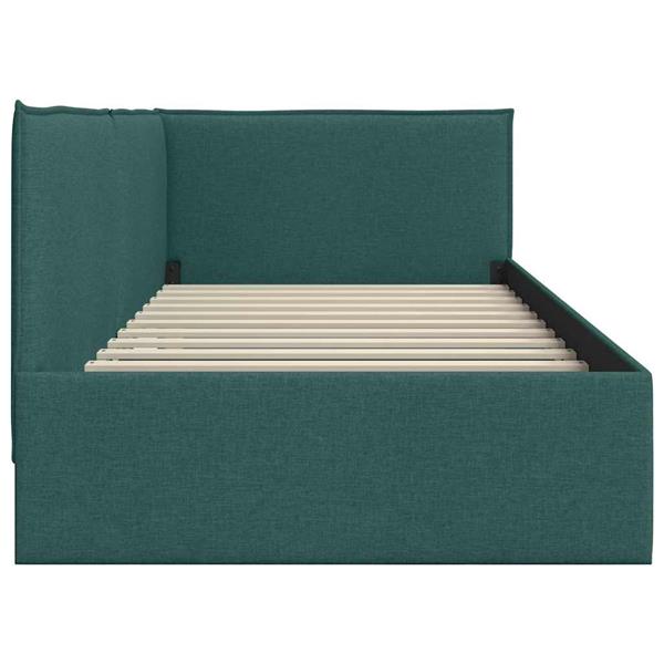 Grote foto vidaxl hoekbedframe met hoofdeinde donkergroen 100 cm x 200 cm fluweel antiek en kunst stoelen en banken