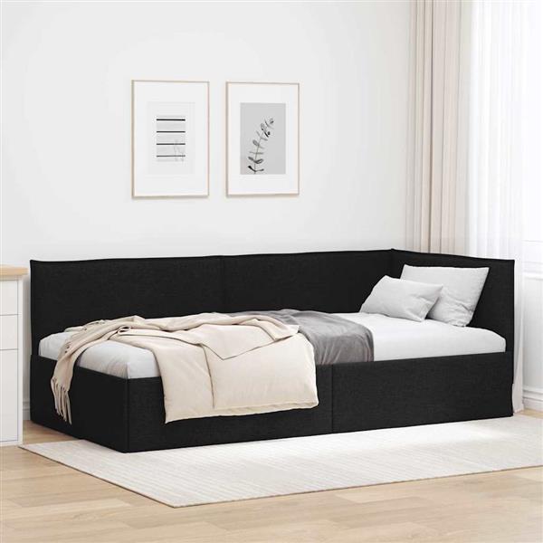 Grote foto vidaxl hoekbedframe met hoofdeinde zwart 100 cm x 200 cm fluweel antiek en kunst stoelen en banken