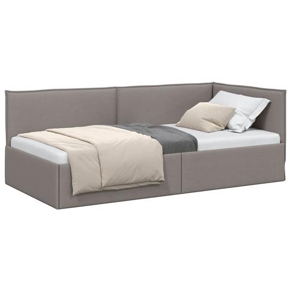 Grote foto vidaxl hoekbedframe met hoofdeinde taupe 100 cm x 200 cm fluweel antiek en kunst stoelen en banken