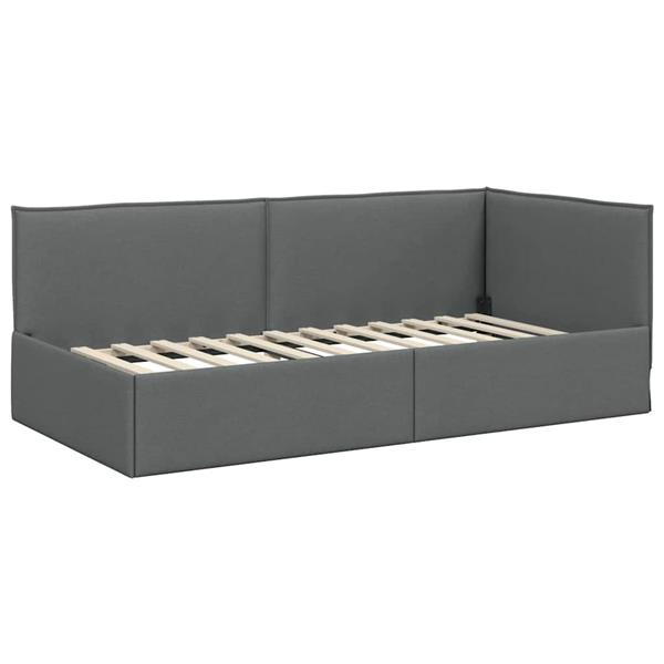 Grote foto vidaxl hoekbedframe met hoofdeinde donkergrijs 100 cm x 200 cm fluweel antiek en kunst stoelen en banken