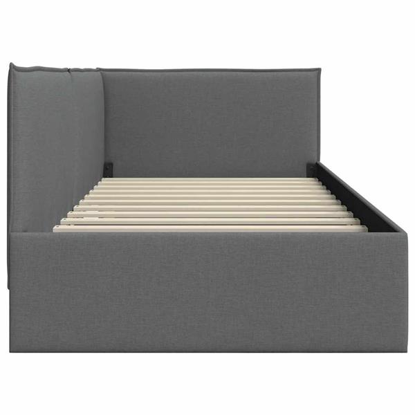 Grote foto vidaxl hoekbedframe met hoofdeinde donkergrijs 100 cm x 200 cm fluweel antiek en kunst stoelen en banken