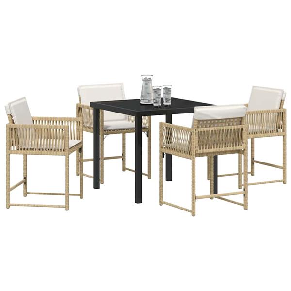 Grote foto vidaxl tuin eetset 5 pcs beige poly rattan tuin en terras tuinmeubelen