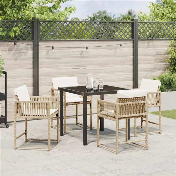Grote foto vidaxl tuin eetset 5 pcs beige poly rattan tuin en terras tuinmeubelen