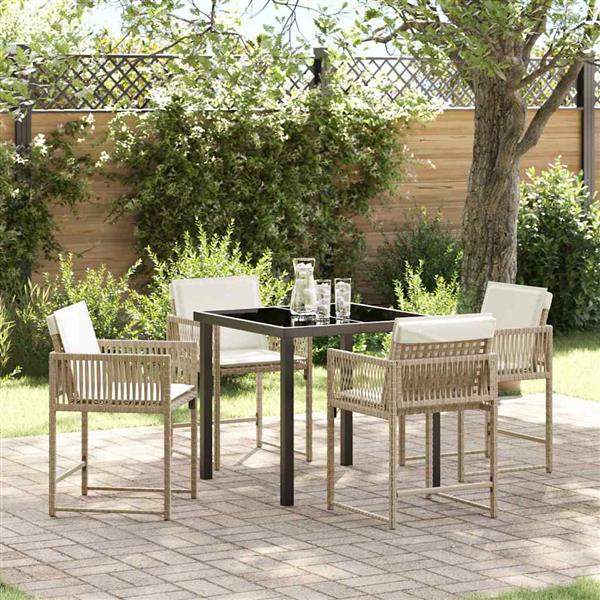 Grote foto vidaxl tuin eetset 5 pcs beige poly rattan tuin en terras tuinmeubelen