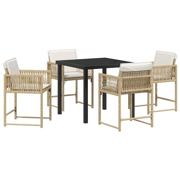 Grote foto vidaxl tuin eetset 5 pcs beige poly rattan tuin en terras tuinmeubelen