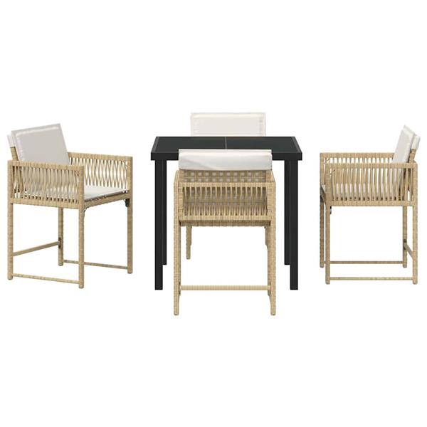 Grote foto vidaxl tuin eetset 5 pcs beige poly rattan tuin en terras tuinmeubelen