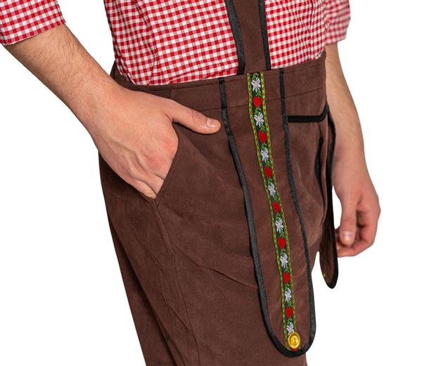 Grote foto lederhose johann met verstelbare bretels donkerbruin lang verzamelen overige verzamelingen