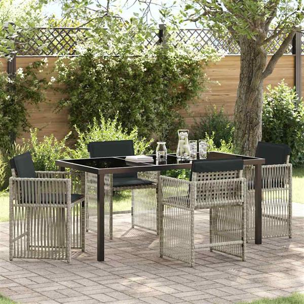 Grote foto vidaxl tuin eetset 5 pcs lichtgrijs poly rattan tuin en terras tuinmeubelen
