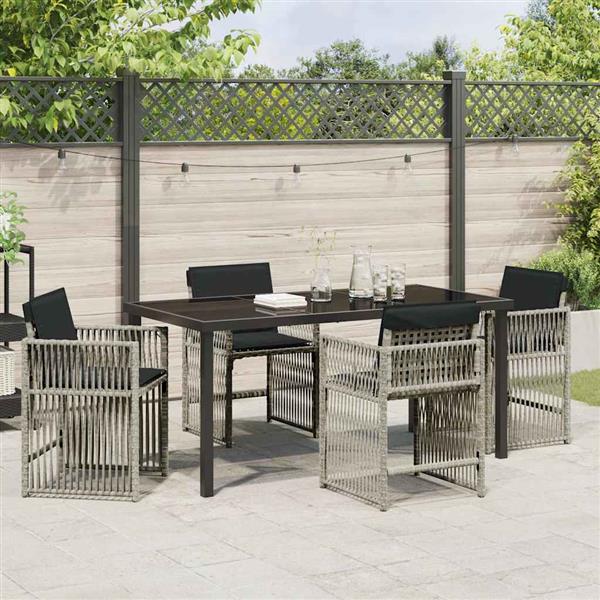 Grote foto vidaxl tuin eetset 5 pcs lichtgrijs poly rattan tuin en terras tuinmeubelen
