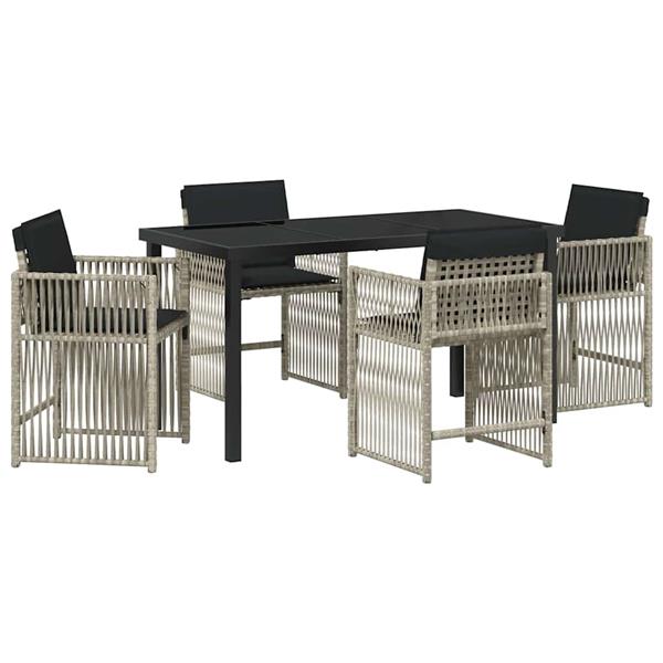 Grote foto vidaxl tuin eetset 5 pcs lichtgrijs poly rattan tuin en terras tuinmeubelen