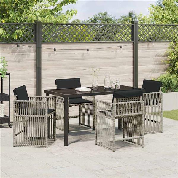 Grote foto vidaxl tuin eetset 5 pcs lichtgrijs poly rattan tuin en terras tuinmeubelen