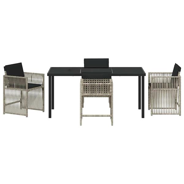 Grote foto vidaxl tuin eetset 5 pcs lichtgrijs poly rattan tuin en terras tuinmeubelen