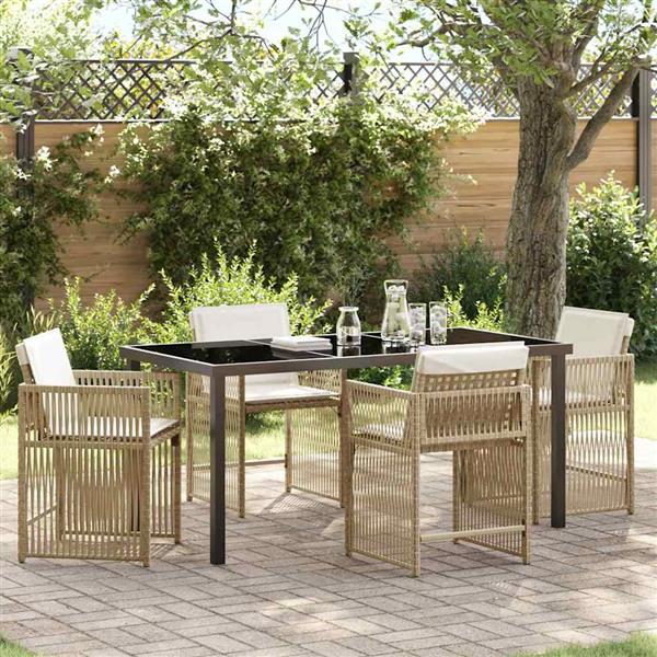 Grote foto vidaxl tuin eetset 5 pcs beige poly rattan tuin en terras tuinmeubelen