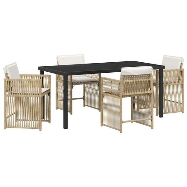 Grote foto vidaxl tuin eetset 5 pcs beige poly rattan tuin en terras tuinmeubelen