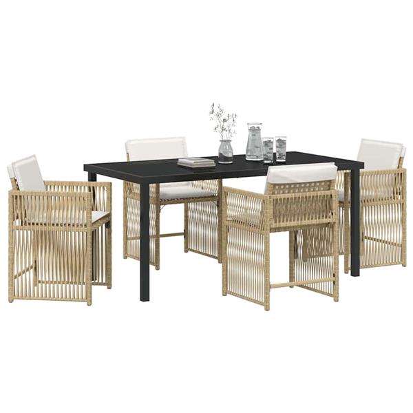 Grote foto vidaxl tuin eetset 5 pcs beige poly rattan tuin en terras tuinmeubelen