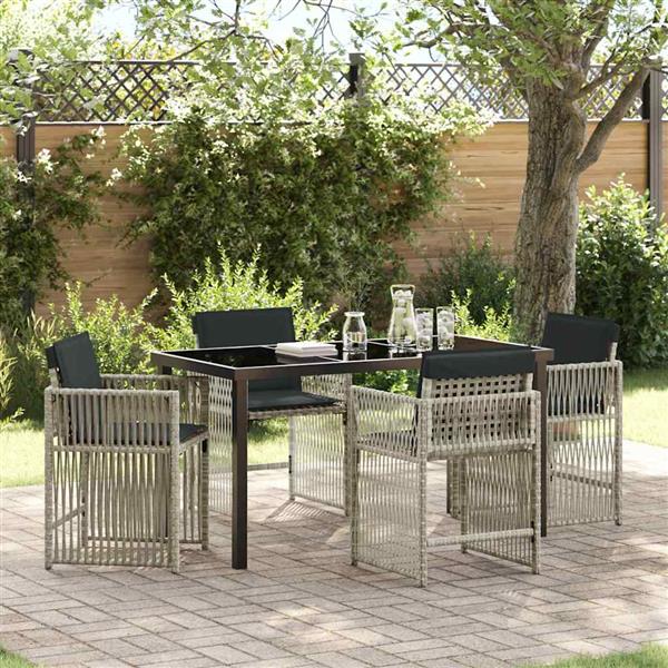 Grote foto vidaxl tuin eetset 5 pcs lichtgrijs poly rattan tuin en terras tuinmeubelen