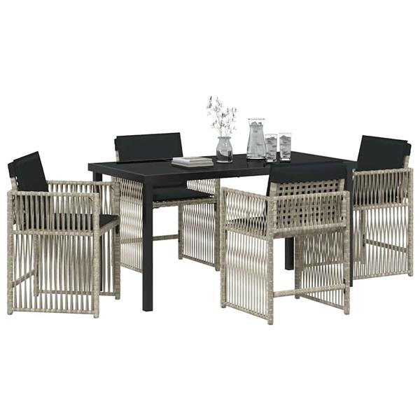 Grote foto vidaxl tuin eetset 5 pcs lichtgrijs poly rattan tuin en terras tuinmeubelen