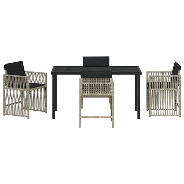 Grote foto vidaxl tuin eetset 5 pcs lichtgrijs poly rattan tuin en terras tuinmeubelen