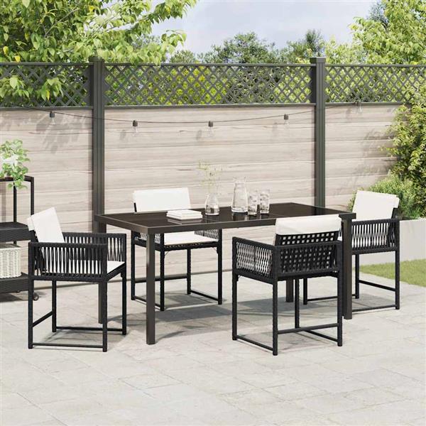 Grote foto vidaxl tuin eetset 5 pcs zwart poly rattan tuin en terras tuinmeubelen