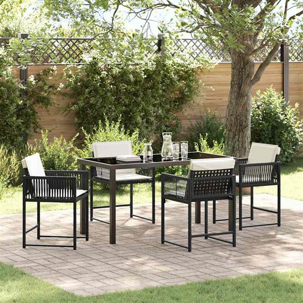 Grote foto vidaxl tuin eetset 5 pcs zwart poly rattan tuin en terras tuinmeubelen