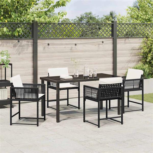 Grote foto vidaxl tuin eetset 5 pcs zwart poly rattan tuin en terras tuinmeubelen
