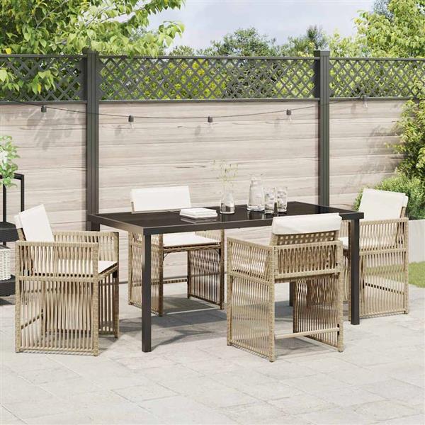 Grote foto vidaxl tuin eetset 5 pcs beige poly rattan tuin en terras tuinmeubelen