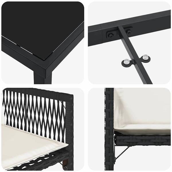 Grote foto vidaxl tuin eetset 5 pcs zwart poly rattan tuin en terras tuinmeubelen