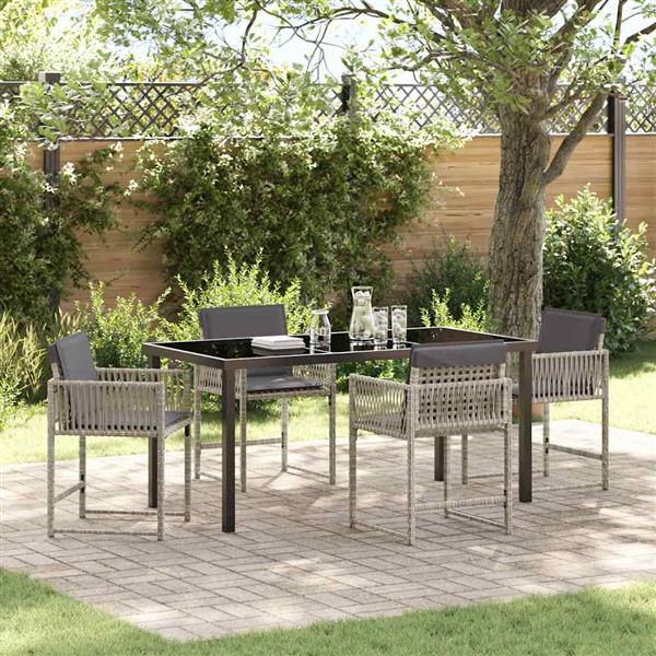 Grote foto vidaxl tuin eetset 5 pcs lichtgrijs poly rattan tuin en terras tuinmeubelen