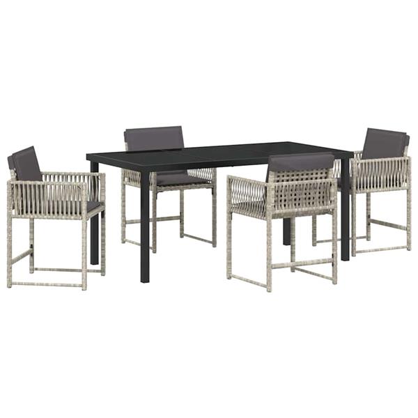 Grote foto vidaxl tuin eetset 5 pcs lichtgrijs poly rattan tuin en terras tuinmeubelen
