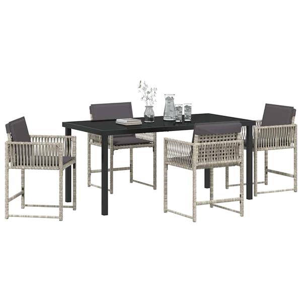 Grote foto vidaxl tuin eetset 5 pcs lichtgrijs poly rattan tuin en terras tuinmeubelen