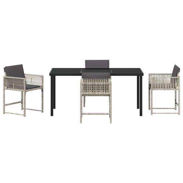 Grote foto vidaxl tuin eetset 5 pcs lichtgrijs poly rattan tuin en terras tuinmeubelen