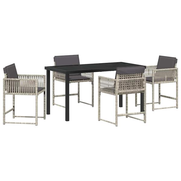 Grote foto vidaxl tuin eetset 5 pcs lichtgrijs poly rattan tuin en terras tuinmeubelen