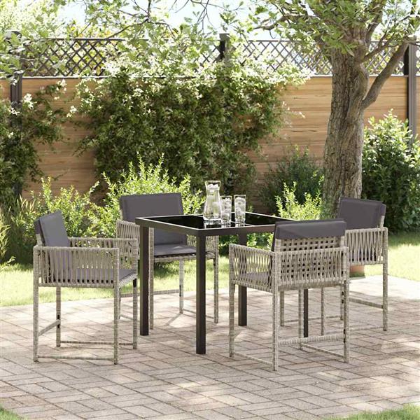 Grote foto vidaxl tuin eetset 5 pcs lichtgrijs poly rattan tuin en terras tuinmeubelen
