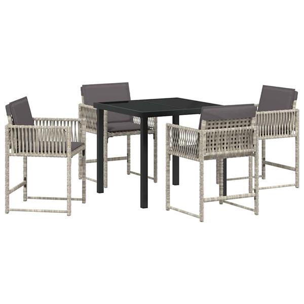 Grote foto vidaxl tuin eetset 5 pcs lichtgrijs poly rattan tuin en terras tuinmeubelen