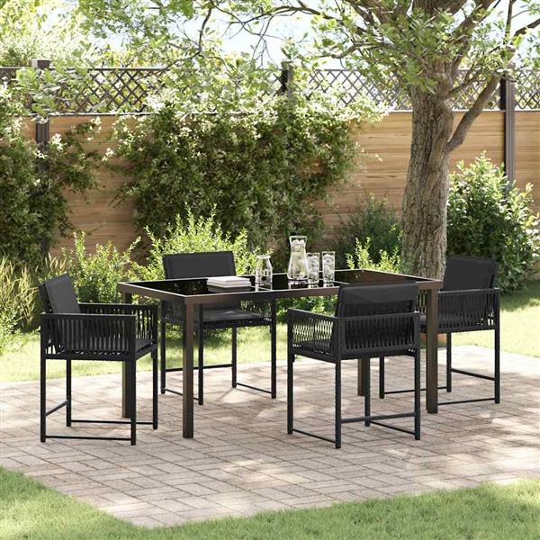 Grote foto vidaxl tuin eetset 5 pcs zwart poly rattan tuin en terras tuinmeubelen