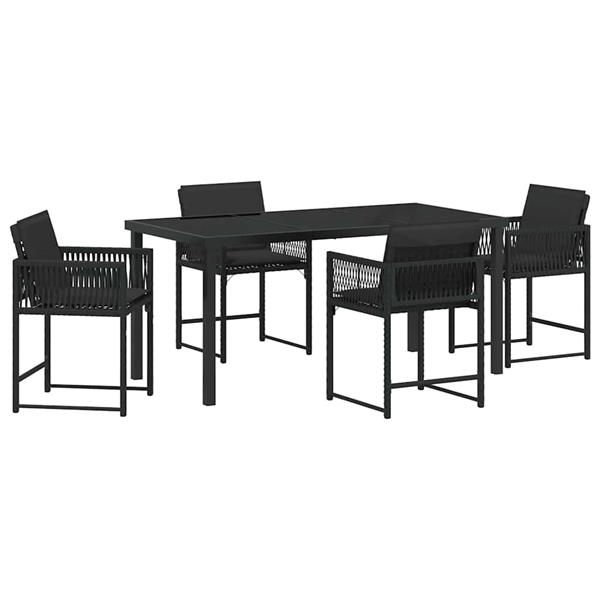 Grote foto vidaxl tuin eetset 5 pcs zwart poly rattan tuin en terras tuinmeubelen