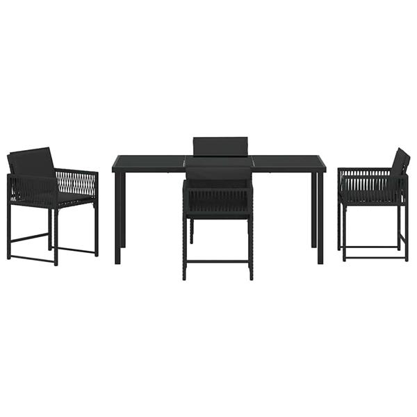 Grote foto vidaxl tuin eetset 5 pcs zwart poly rattan tuin en terras tuinmeubelen