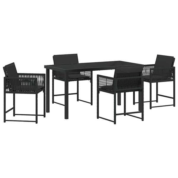 Grote foto vidaxl tuin eetset 5 pcs zwart poly rattan tuin en terras tuinmeubelen