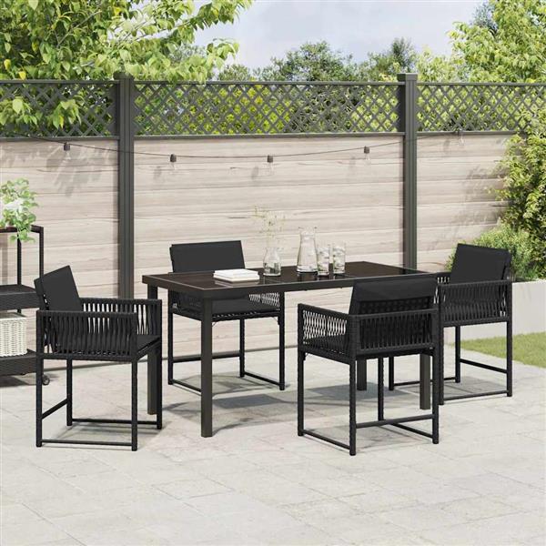 Grote foto vidaxl tuin eetset 5 pcs zwart poly rattan tuin en terras tuinmeubelen